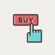 Finger pointing to buy sign thin line icon N4