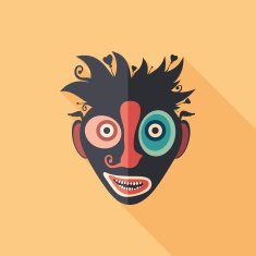 Enamored clown flat square icon with long shadows N2