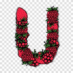 Letter U made from red berries sketch for your design N2