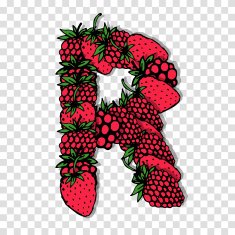 Letter R made from red berries sketch for your design N2