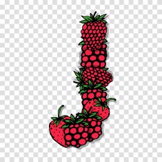 Letter J made from red berries sketch for your design N2