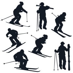 Skier silhouettes
