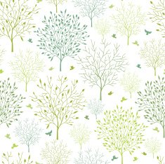 Spring Trees Seamless Pattern Background