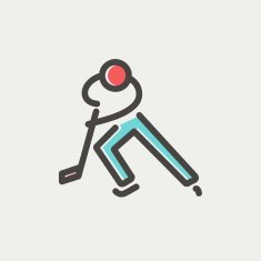 Moving hockey player thin line icon N3