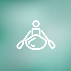 Man doing kayaking thin line icon N3