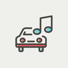 Car with music thin line icon N3