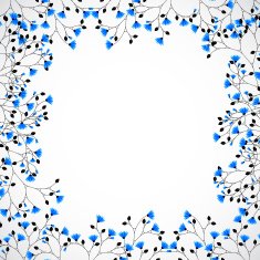 Abstract nature background tree with blue flowers N3