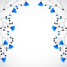 Abstract nature background tree with blue flowers N5