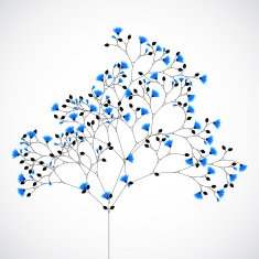 Abstract nature background tree with blue flowers N6