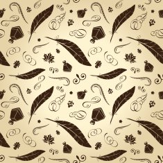 Seamless hand background Vector vintage feathers calligraph N2