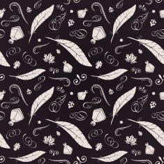 Seamless feathers background Vector vintage hand calligraph N2