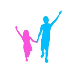 Children Silhouette Full Length Boy and Girl N2
