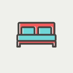 Double bed thin line icon N4