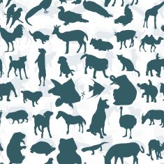 Seamless of silhouette set animals