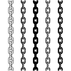 different type of chains black and white vector illustration set