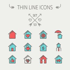 Real Estate thin line icon set N2