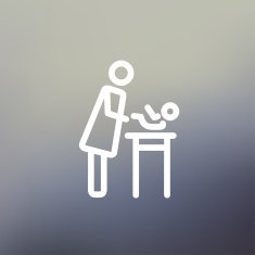 Woman changing the diaper thin line icon N3