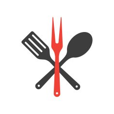 Icon of kitchen tools Fork spoon and fry shovel