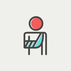 Injured man in bandages thin line icon N3