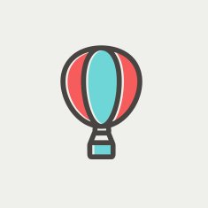 Hot air balloon thin line icon N2
