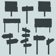 Vector Set of Signposts Silhouettes N2