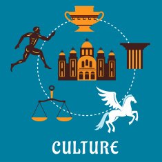 Culture Greece concept with flatl icons N2