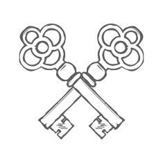 Crossed hand drawn keys design element vector