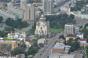 Aerial view of church in Ekaterinburg