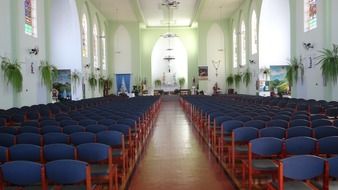 rows of seats in catholic church