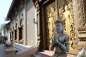 Side view of the Buddhist temple in Thailand