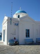 white church on the island of Mykonos