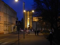 distant view of a church in night illumination