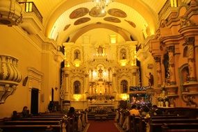 interior of church with nativity installation at nave