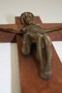 Jesus is crucified on a wooden cross