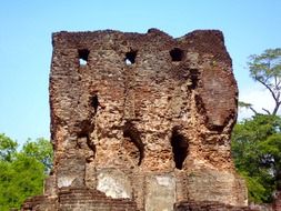 stone ruins of buddhist temple, sri lanka, anurathapura