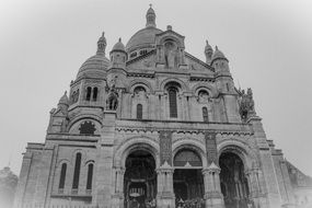 Basilica of the Sacred Heart, black and white, france, paris