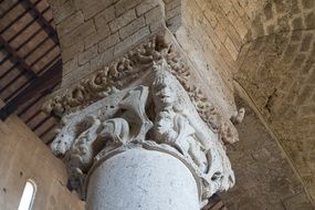 Column of Benedictine monastery, italy, montalcino