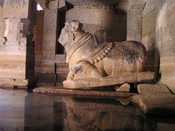 statue of a lion in the temple