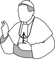 drawn white and gray silhouette of a priest