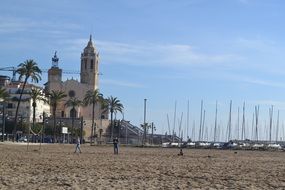 Church is near the beach in Barcelona