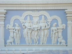 Hindu sculptures on the wall
