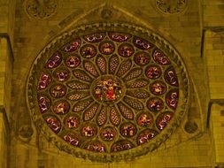 stained glass window in the old cathedral in leon
