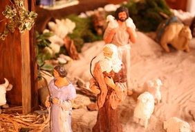 nativity scene in church at christmas