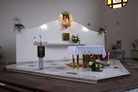 Beautiful altar with golden top in the church