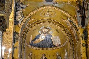 Murals in palatine chapel in palermo