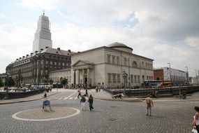 square in front of christiansborg castle in denmark