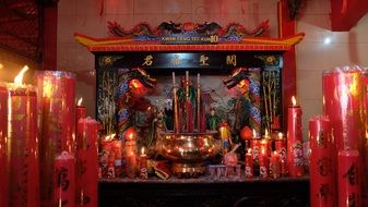 burning candles in buddhist vihara