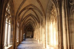 long arched hall in the church