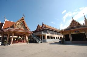 buddhist temples on square, thailand, bangkok