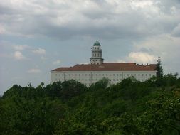 distant view of benedictine abbey in pannonhalma